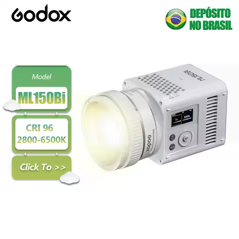 Luz de Vídeo LED GODOX ML150BI Bi-Color 2800K-6500K, Monolight Portátil para Fotografia com Controle por APP, CRI 96+ TLCI 97+