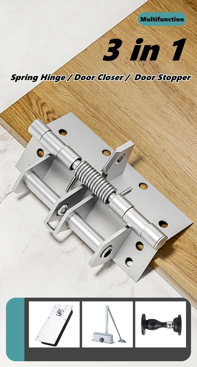 Automatic Door Closer Hinge FFurniture Fittings Hardware Multi-function Detachable Self Closing Spring Hinge Positioning Closer