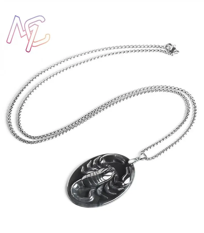 Myanmar Jadeite Scorpion Pendant Necklace Luxury Designer Fashion Talismans Vintage Real Jade 925 Silver Gifts for Women - view 4
