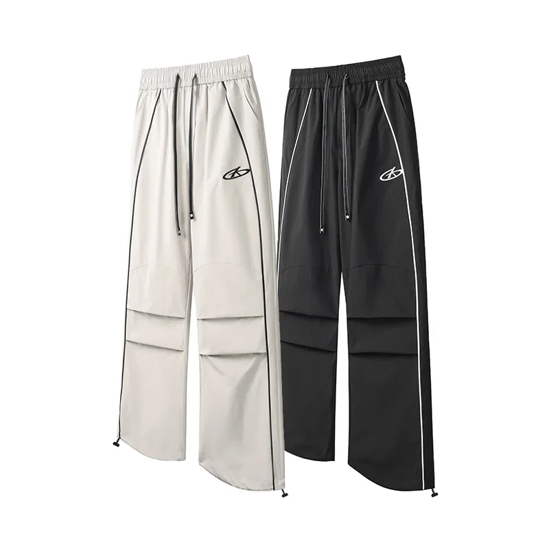 

【Mirrordust】2025Осенние новые водонепроницаемые спортивные брюки большого размера в американском уличном стиле, свободные широкие повседневные длинные брюки для мужчин M-5
