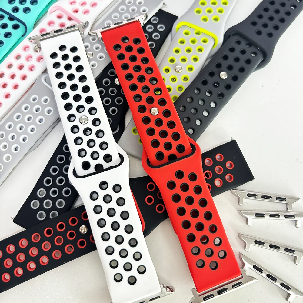 Sport Straps For Apple Watch bands 40mm 44mm 49mm 45mm 41mm 42-46mm Silicone bracelet iWatch series 10 9 8 7 6 5 se ultra 2 band