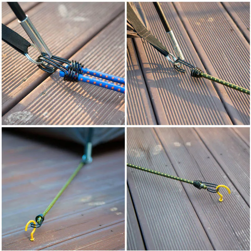 1/2/4PCS 60cm Bungee Cord Outdoor Camping Elastic Rubber Tent Rope with Hooks Hiking Travel Luggage Binding Tied Rope Stretch