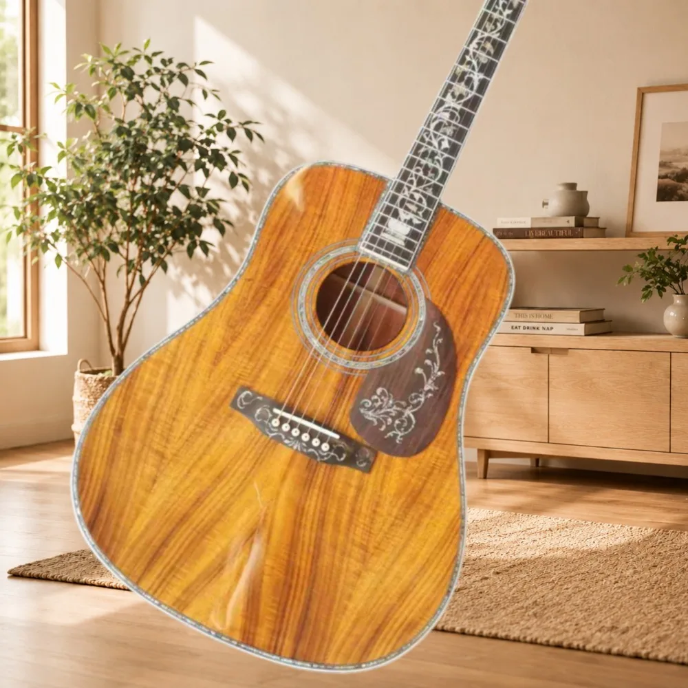 Handmade Hot Selling Item D-45 Acoustic Guitar Koa Body Ebony Fingerboard As A Folk Performance Musician for Collection Free Shipping