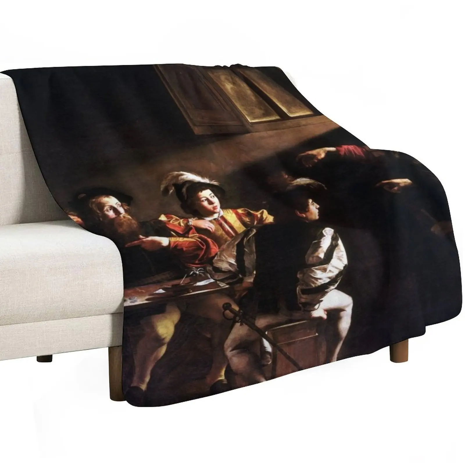 Caravaggio The Calling of Saint Matthew Throw Blanket Cozy Sofa Blanket for TV Watching Napping