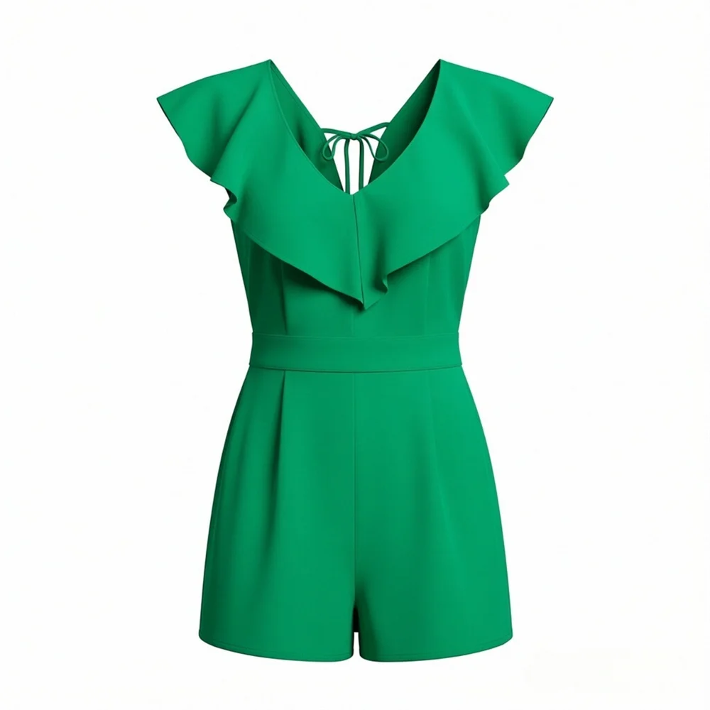 

Новинка 2026: Женская одежда в европейском и американском стиле, модные, элегантные, облегающие шорты-комбинезон с рюшами по краю