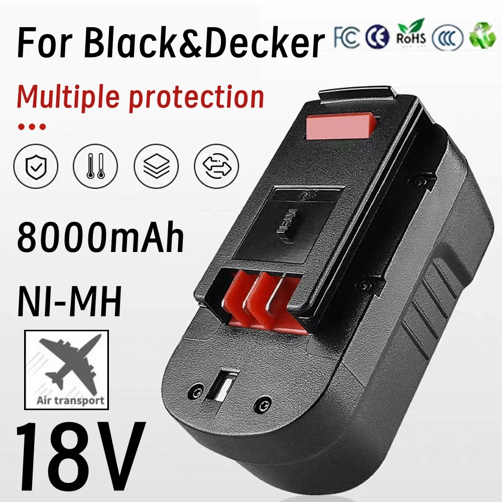 

18V for Black&Decker 8000mAh Power Tool Rechargeable Battery A18 A1718 A18NH HPB18 HPB18-OPE FS1800CS FS1800D