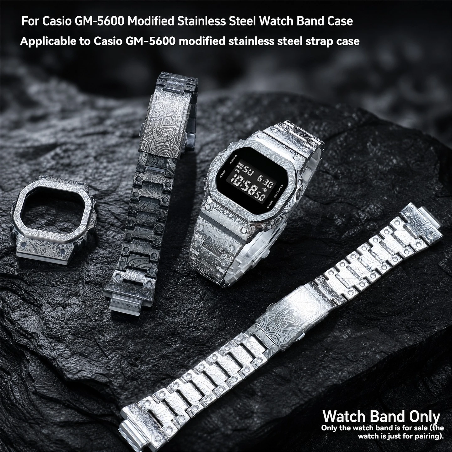 GM5600 Solid Stainless Steel Case & Watch Strap Mod Kit For Casio G-SHOCK GM-5600 Module 3229 Men Metal Replacement Accessories