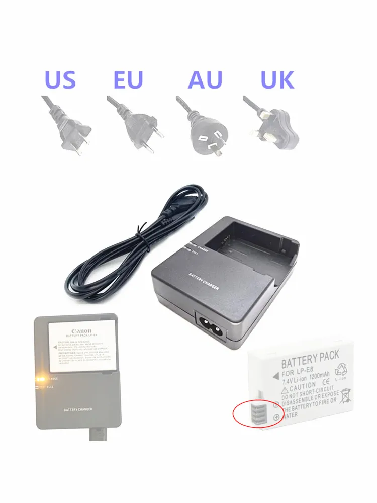 Ładowarka LP-E8 do aparatu Canon EOS 700D 650D 600D 550D Rebel T2i T3i T4i T5i Kiss X4 X5 X6i X7 LPE8 — zdjęcie produktu 7