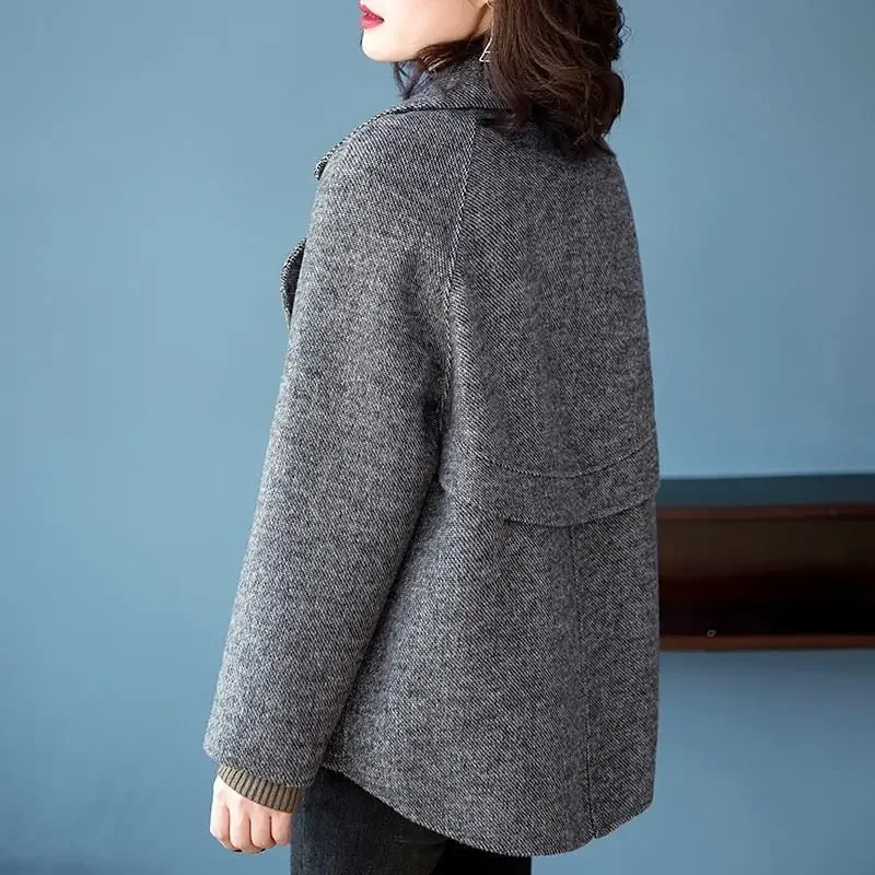 Short Cotton Ladies Jackets Half Gray Padded Women's Tweed Wool & Blends Coat on Sale Trendy Fashion 2025 Novelty Casual Hot