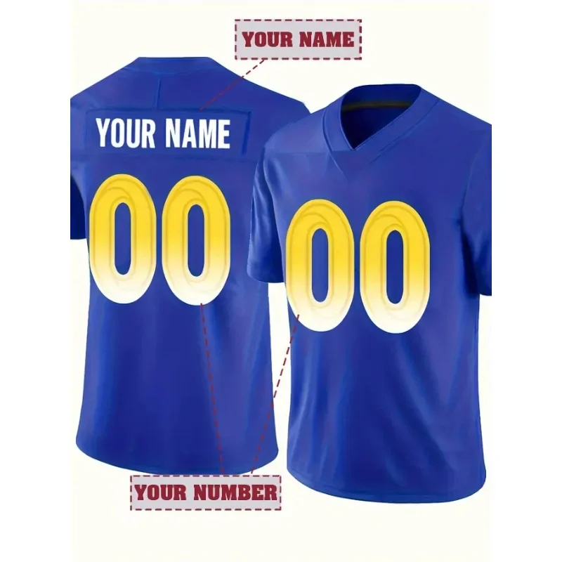 Nome e número personalizados camisa de futebol bordado masculino los angeles roupas esportivas respiráveis para equipe rams treinamento wear camisetas