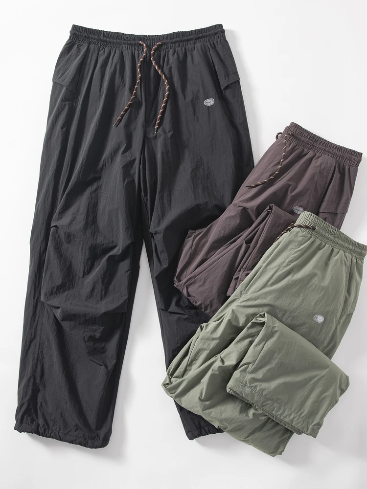 

American Sle Folded Paratrooper Workwear Pants Men's Autumn Winter Outdoor Fce Lined Warm Loose Straight Leg Sport Trousers