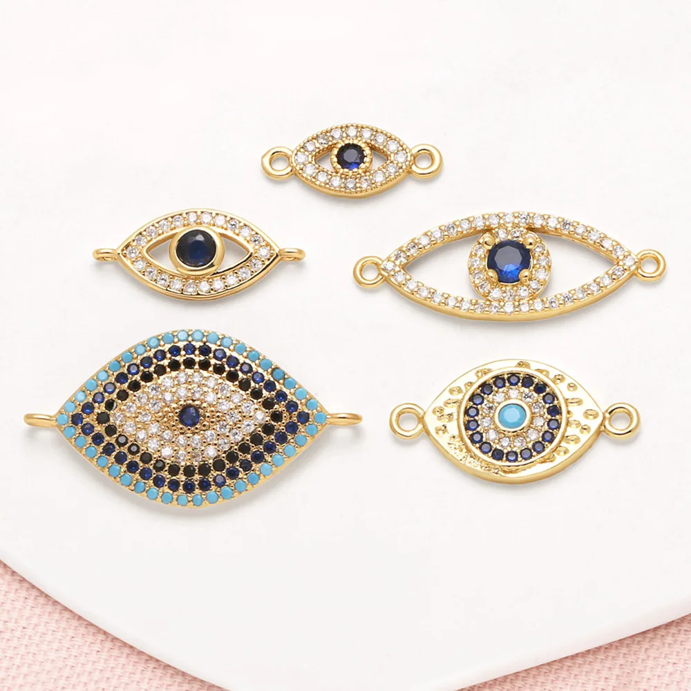 OCESRIO Retro Crystal Blue Eye Charm for Bracelet Copper Gold Plated Evil Eye Purse Charm Keychain Jewelry Making chma531