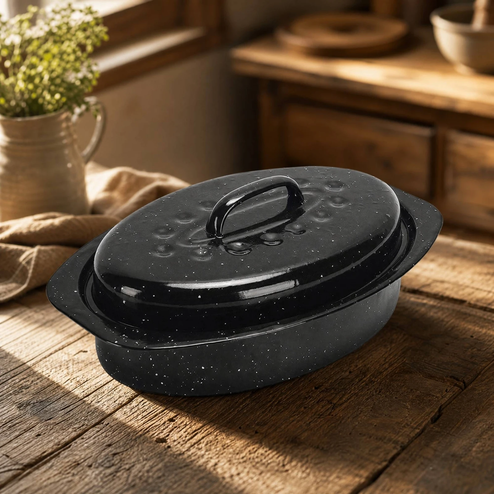 Speckled Enamel Cast Iron Roaster 6