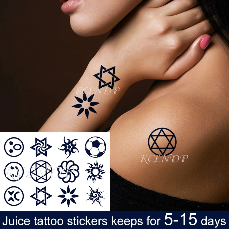 Waterproof Temporary Juice ink Tattoo Sticker Football Totem Flower Star Symbol Fruit Gel Long lasting Art for Men Women