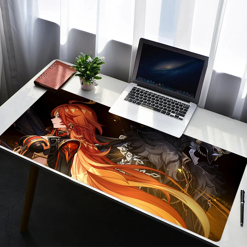 Mouse Pad Laptop Non Slip Extended Desktop Mouse Mat PC Rubber Keyboard Pad Gaming Accessories G-genshin Impact Mavuika Mousepad