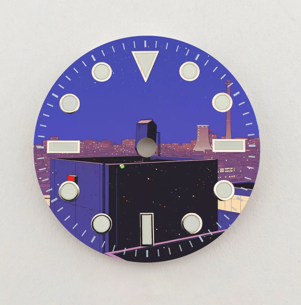 NH35 Dial 28.5Mm Dial Sudut Kota Dial NH36 Dial Warna Cocok NH35/NH36 Jam Tangan Pergerakan Pengganti Suku Cadang LOGO Kustom