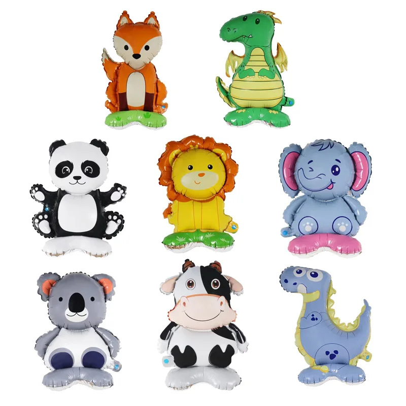 

Cartoon Animals Aluminum Foil Balloons Jungle Safari Dino Panda Fox Lion Foil Ballon Kids Boys Girls Happy Birthday Party Decor