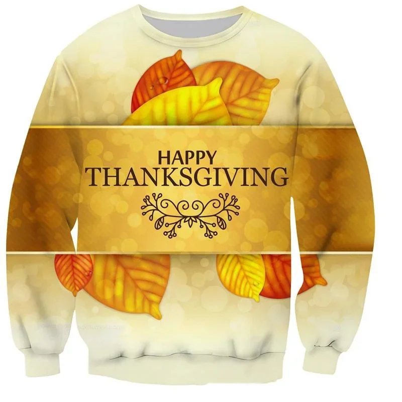 3D Fashion Printing Pumpkin Pattern Crew Neck Hoodie Street Retro Trend Style Comfortable Breathable Material Men's Clothing Top