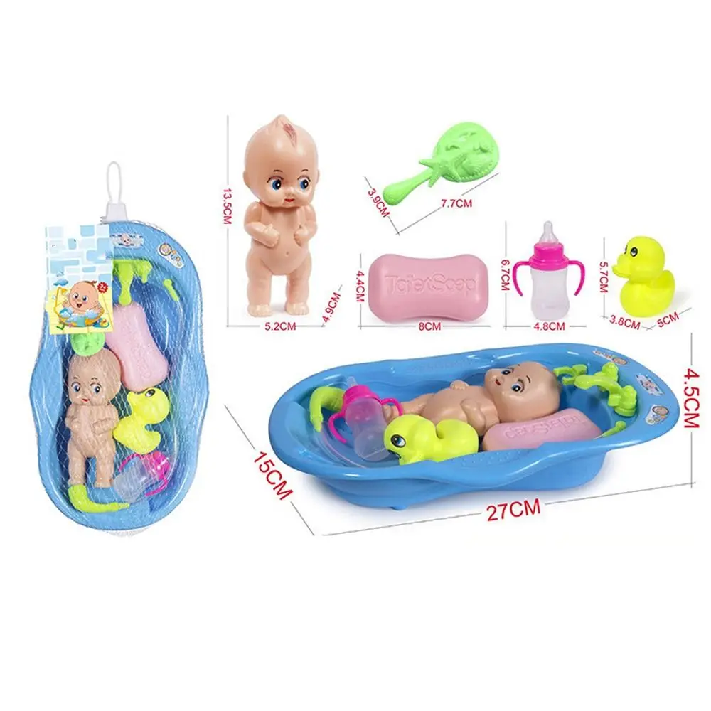 Realistici giocattoli da bagno per bambole, bottiglia di sapone, anatra, set da bagno per bambole appena nate con vasca da bagno, doccia galleggiante, giocattolo per bambini