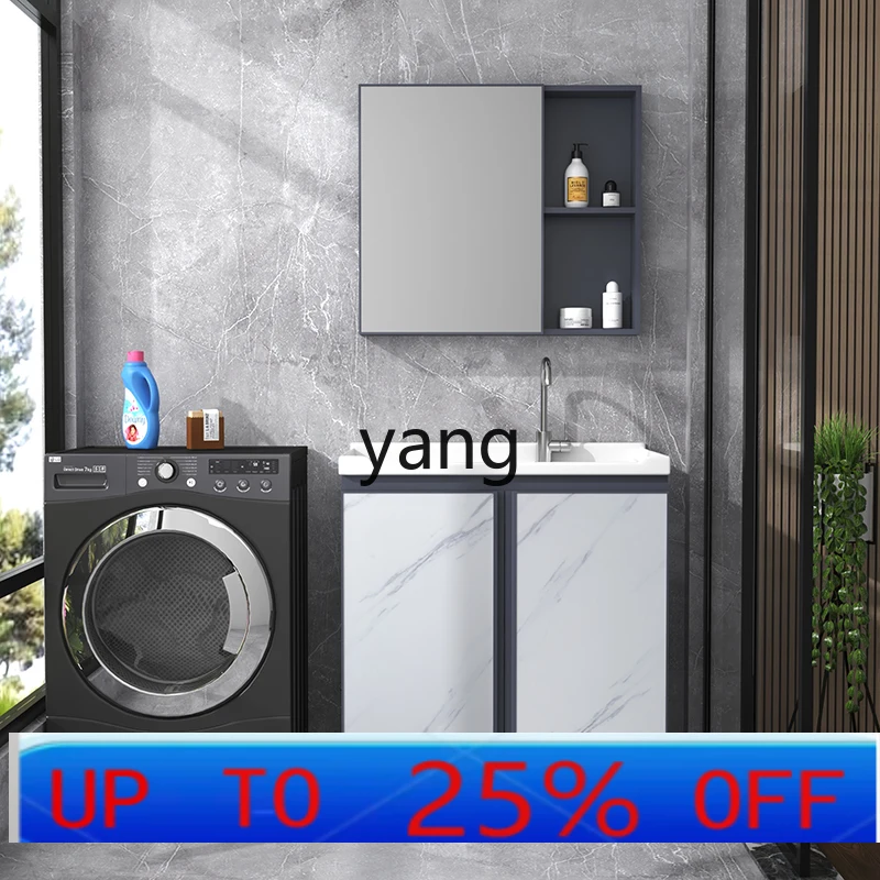 

LH Floor Cabinet Hand Washing Integrated Inter-Platform Basin Alumimum Wash Wardrobe with Washboard Ceramic Laundry Basin