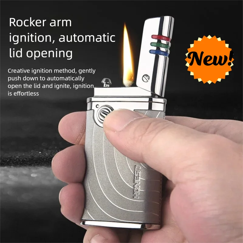 

Легкая роскошная зажигалка нестандартной формы из ПУ и металла в ретро-стиле, изысканная, автоматическая, без крышки, на бутане, в подарочной упаковке.