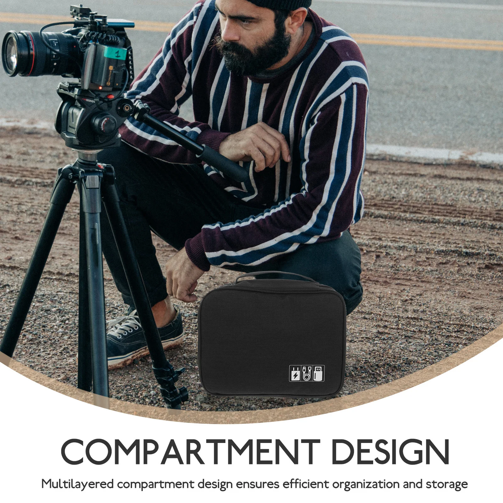 

Multi Compartment Electronics Organizer Travel Pouch Waterproof Lightweight Case for Cords Devices Accessories Storage