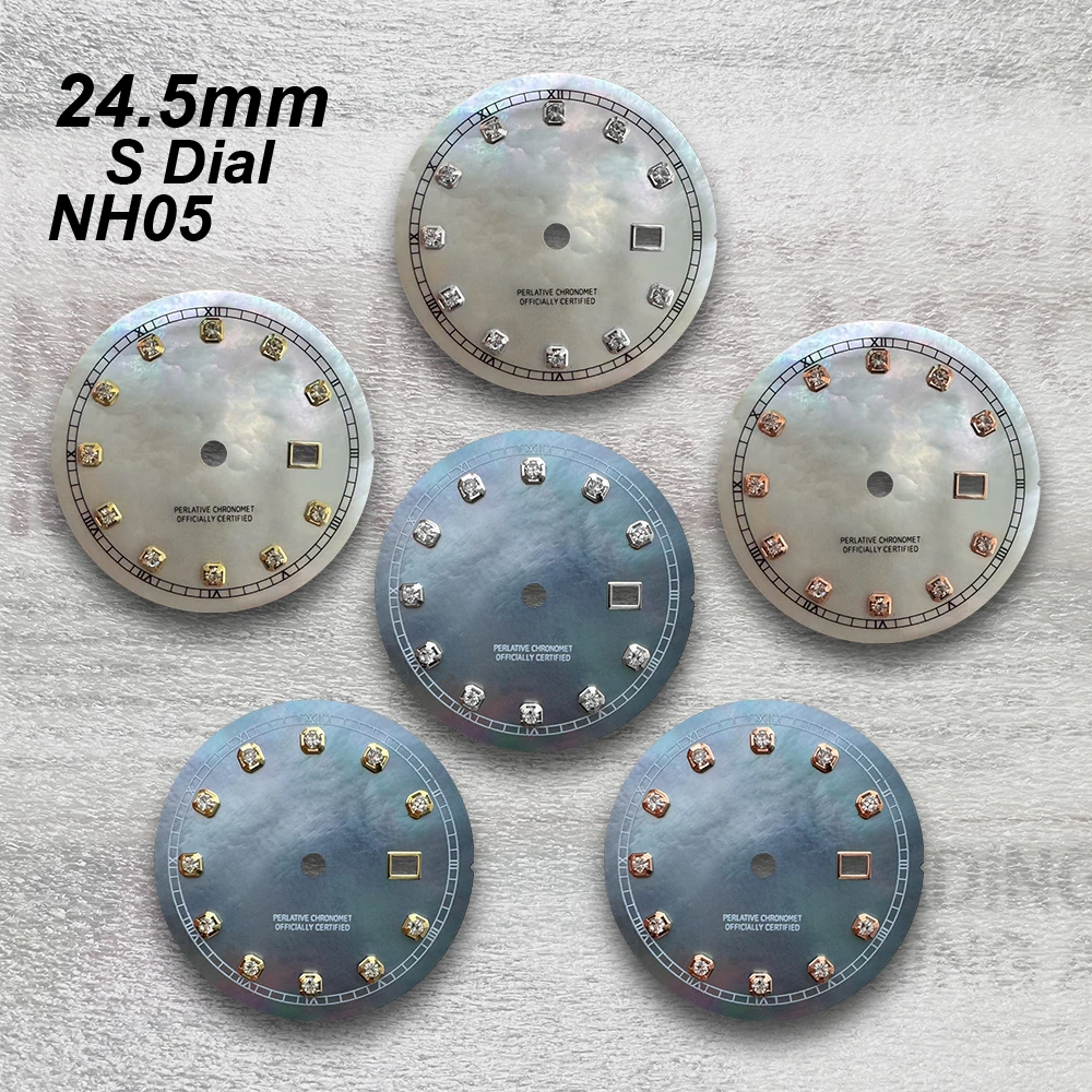

24.5mm S Logo Diamond Shell Dial Fit NH05 Japan Movement High Quality Watch Modification Accessories