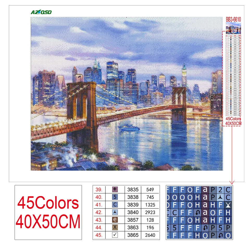 AZQSD DIY Diamond Painting New York Building Picture Of Rhinestones Diamond Embroidery City Landscape Mosaic Home Decor