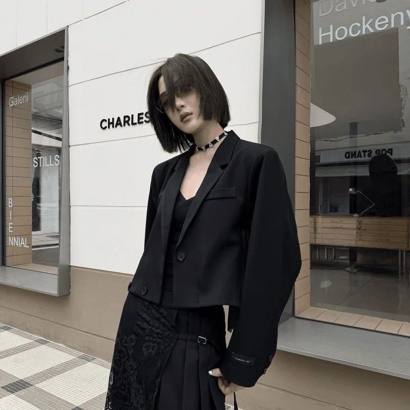 Fashionable Two-Way Wear Ladies'  Spring 2026 Trendy Color Block Design Commute Style Loose Fit Long Sleeve Button Closure