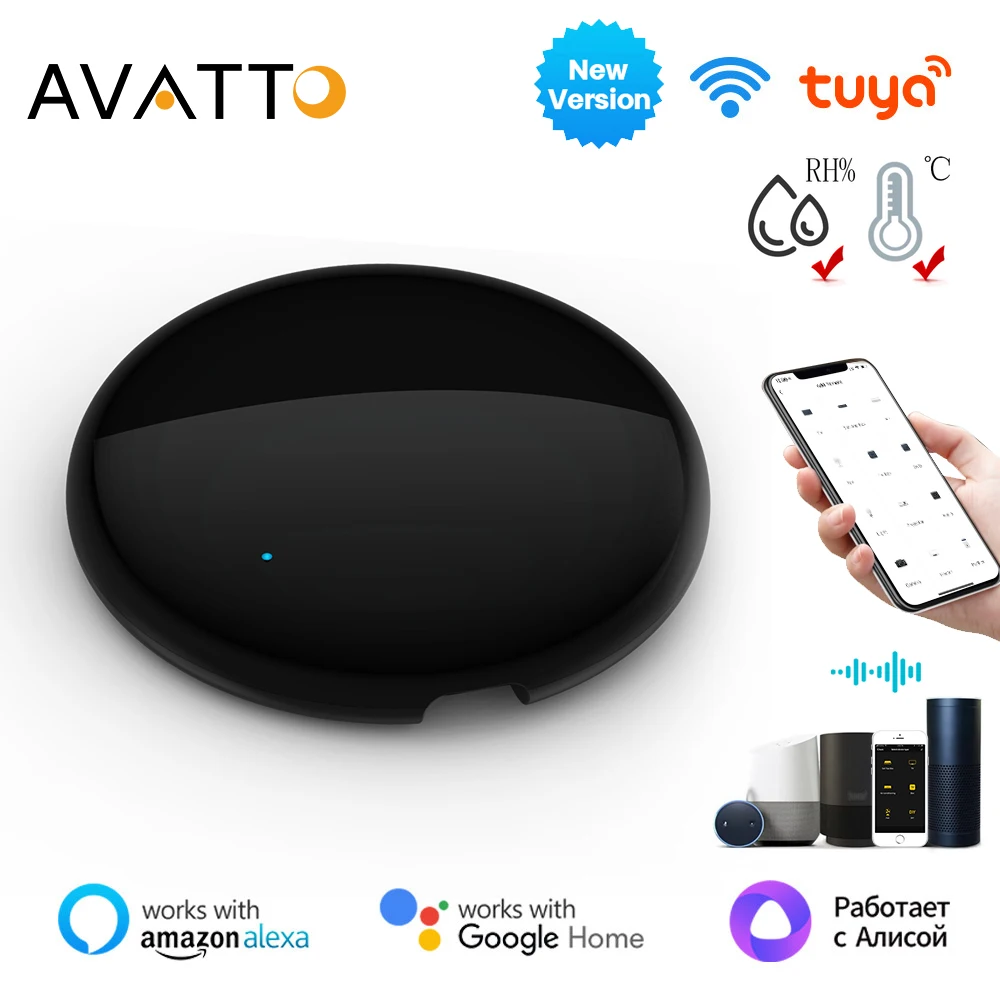AVATTO Tuya WiFi IR Smart Remote Control Infrared，For Smart Home Voice Control For Air TV DVD AUD AC Work With Alexa Google Home