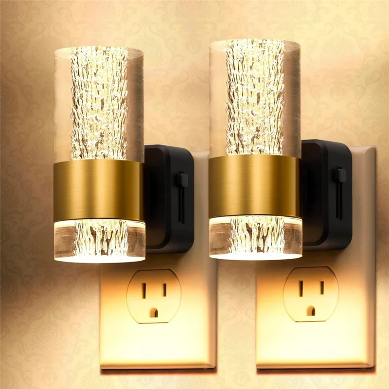 SYW-LED Night Lights Plug Into Wall 2-Pack, 3000K Plug In Night Light Dusk To Dawn Sensor, Adjustable Brightness