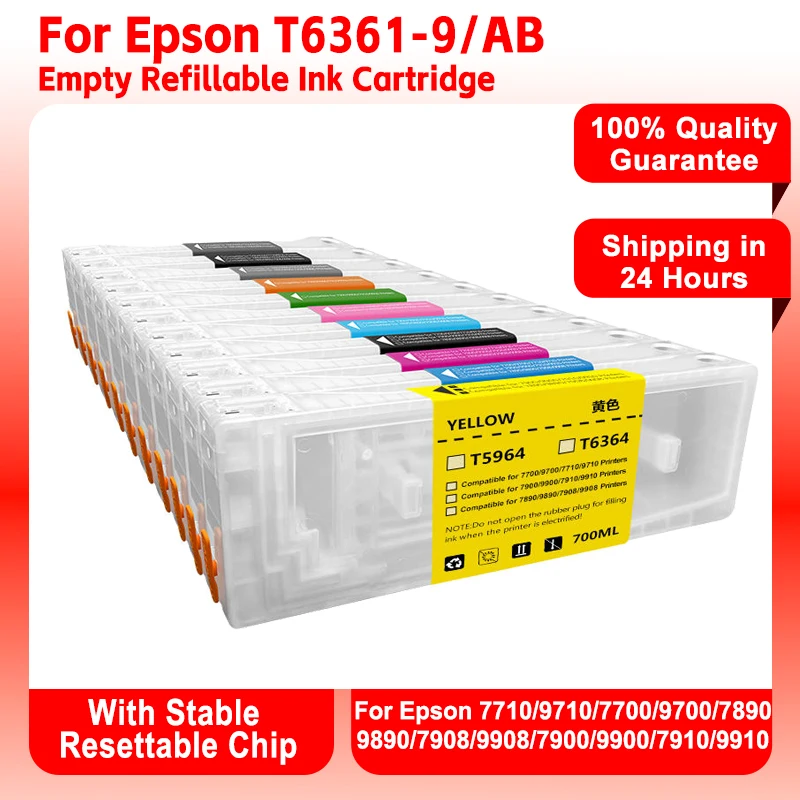 

5/11 шт. T6361-T6369 T636A/B пустой многоразовый картридж для Epson 7710/9710/7700/9700/7890 9890/7908/9908/7900/9900/7910/9910