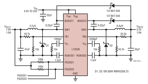 LT3506 LT3506EFE LT3506IFE - Dual Monolithic 1.6A Step-Down Switching Regulator