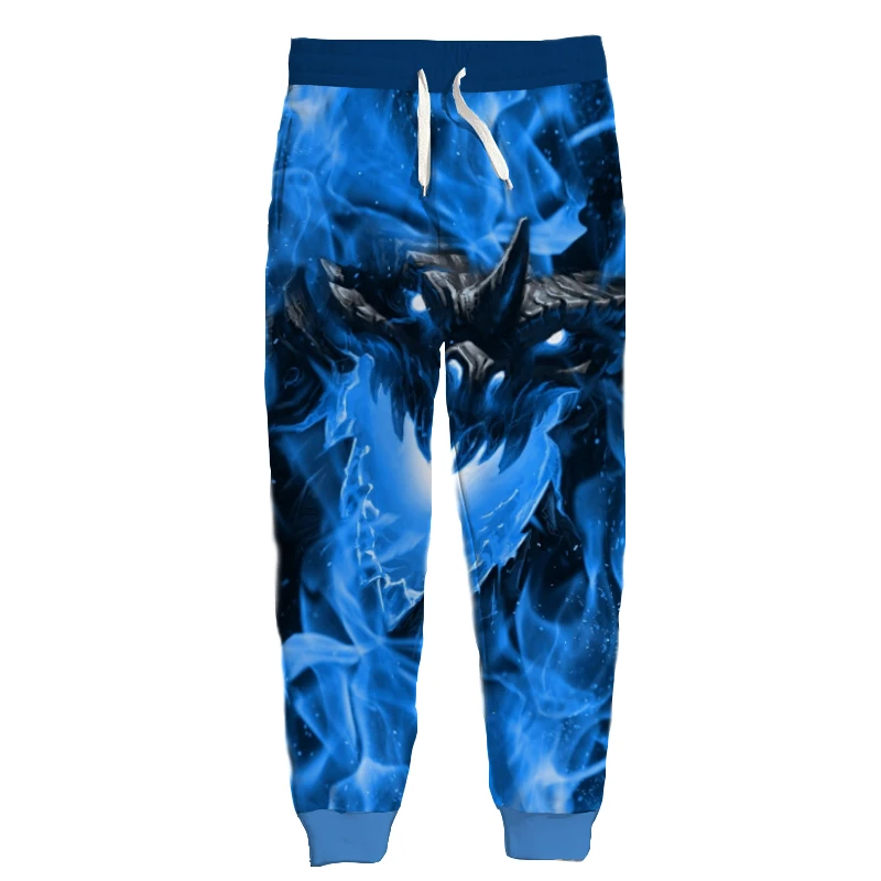 

New Colorful Dragon In Blue Flame Pattern 3D Print Causal Clothing Fashion Men Women Hip Hop Pants Plus Size S-7XL