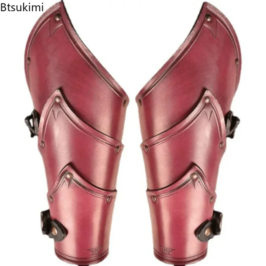 2PCS Men Medieval Steampunk Leather Armor Arm Guards Viking Pirate Knight Gauntlet Bracer Cosplay Accessories Vambrace For Larp
