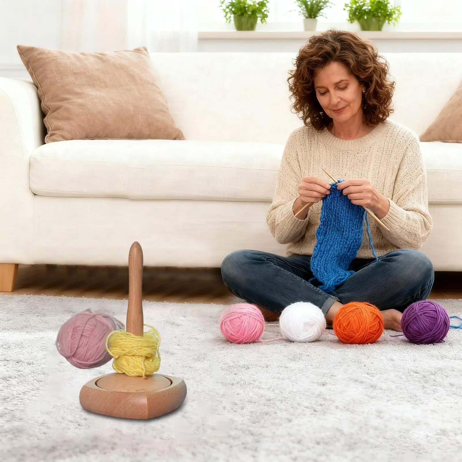 

Yarn Holder Spinner Embroidery Spinner Tool Portable Wooden Yarn Holder For Winding Home Studio Workplace Weaving Hobby