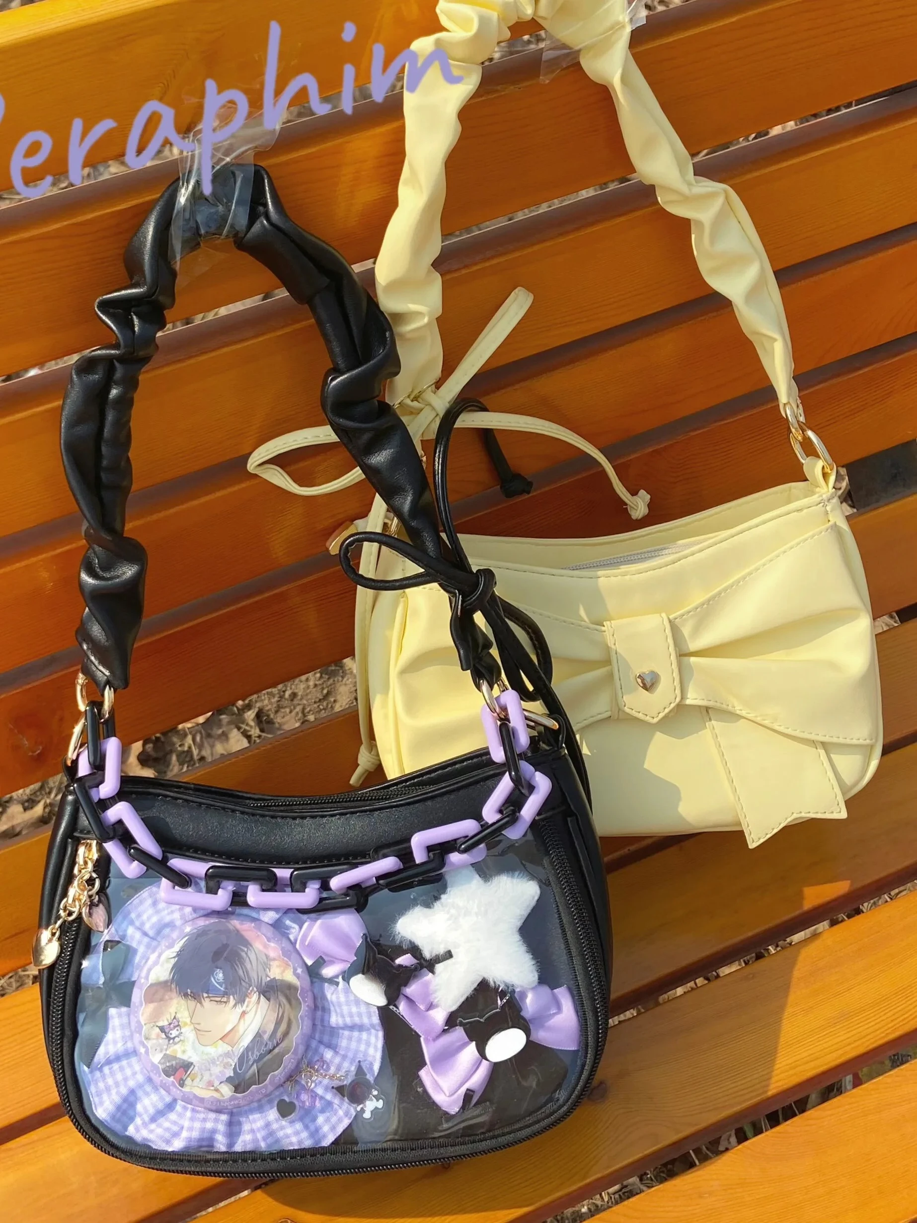 

Lolita Transparent Ita Bag 2025 New Elegant Ribbon Display Shoulder Bags Sweet Bow Crossbody Bag Satin Bolsos Mujer Сумка