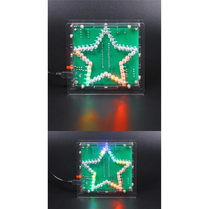 DIY Electronic Kit Soldering Suite Colorful Five-Pointed Star LED Flashing Marquee Light Circuit Board Kit,Without Shell