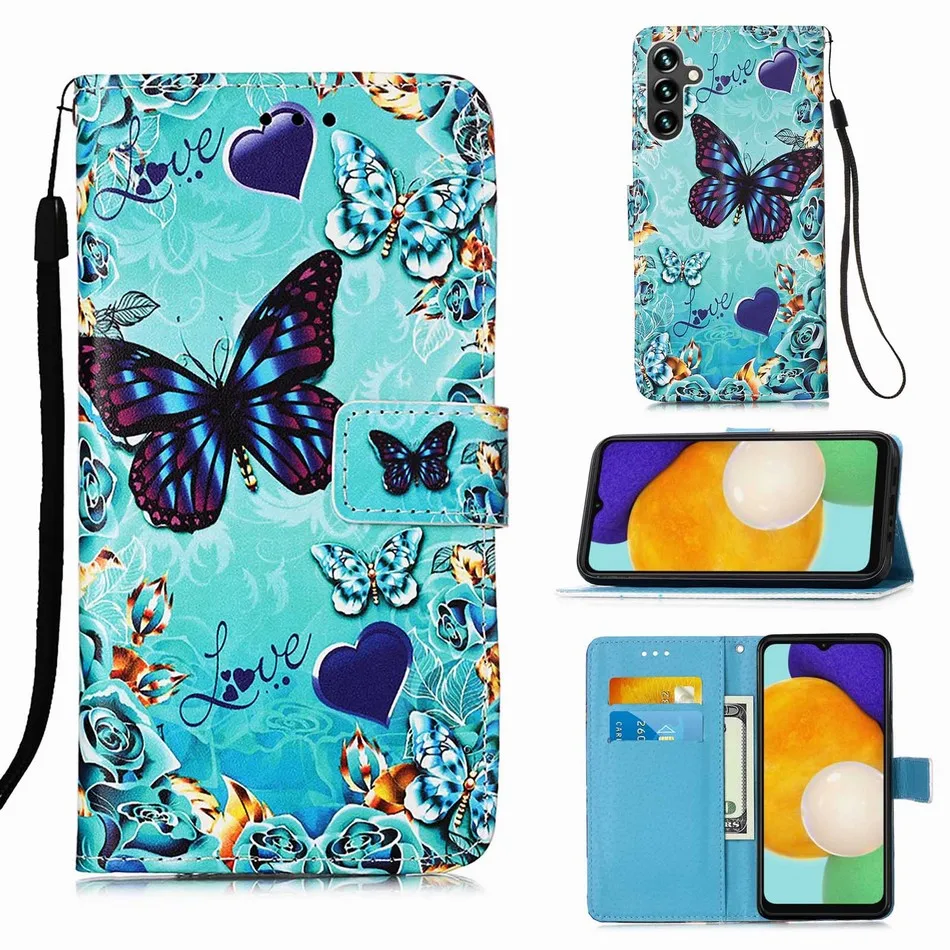 Lovely Painted Phone Cover For Samsung Galaxy A15 A05 A05S A25 A24 A34 S24 S23 Plus Ultra A54 A14 5G Power Flip Stand Case #EBA