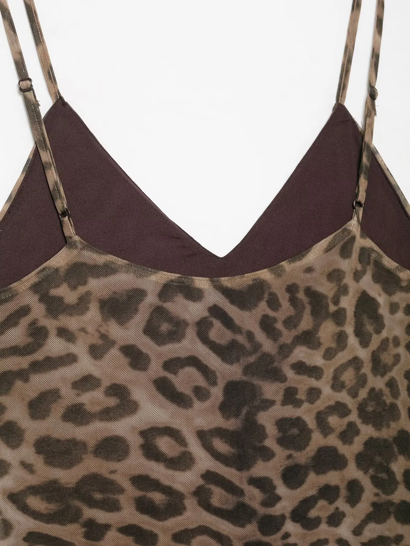 HH Vintage Muted Leopard Print Flowy Maxi Dress Summer V-Neck Thin Strap Pleated Slip Long Gown Women BeachTravel Casual Wear