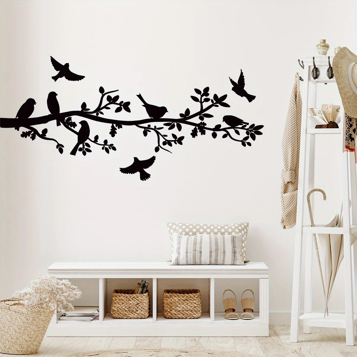 Black Branch Bird Silhouette Art Wall Stickers Removable for Bedroom Living Room Sofa Background  Decoration Wall Decals