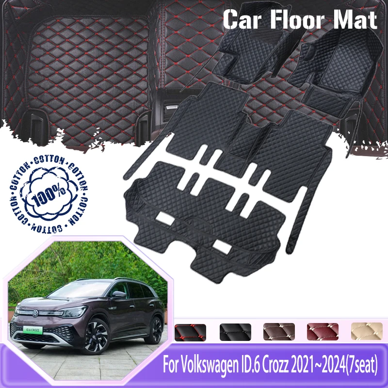 

Luxury Car Floor Mats For Volkswagen VW ID.6 ID6 ID 6 Crozz 2021 2022 2023 2024 7seat Dirt-dirty Pads Foot Matt Car Accessories