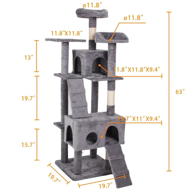 Cat Tree Tower, Cat Tree for Indoor Cats,Multi-Level Cat Tower with Top Perch,Ladders and Roomy Condo for Small and Large Cats