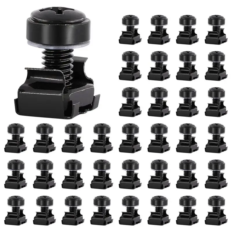 FAST-200Pcs M6x16mm Computer Rack Mount Cage Screws And Nuts & Washers For Rack Mount Server Cabinet