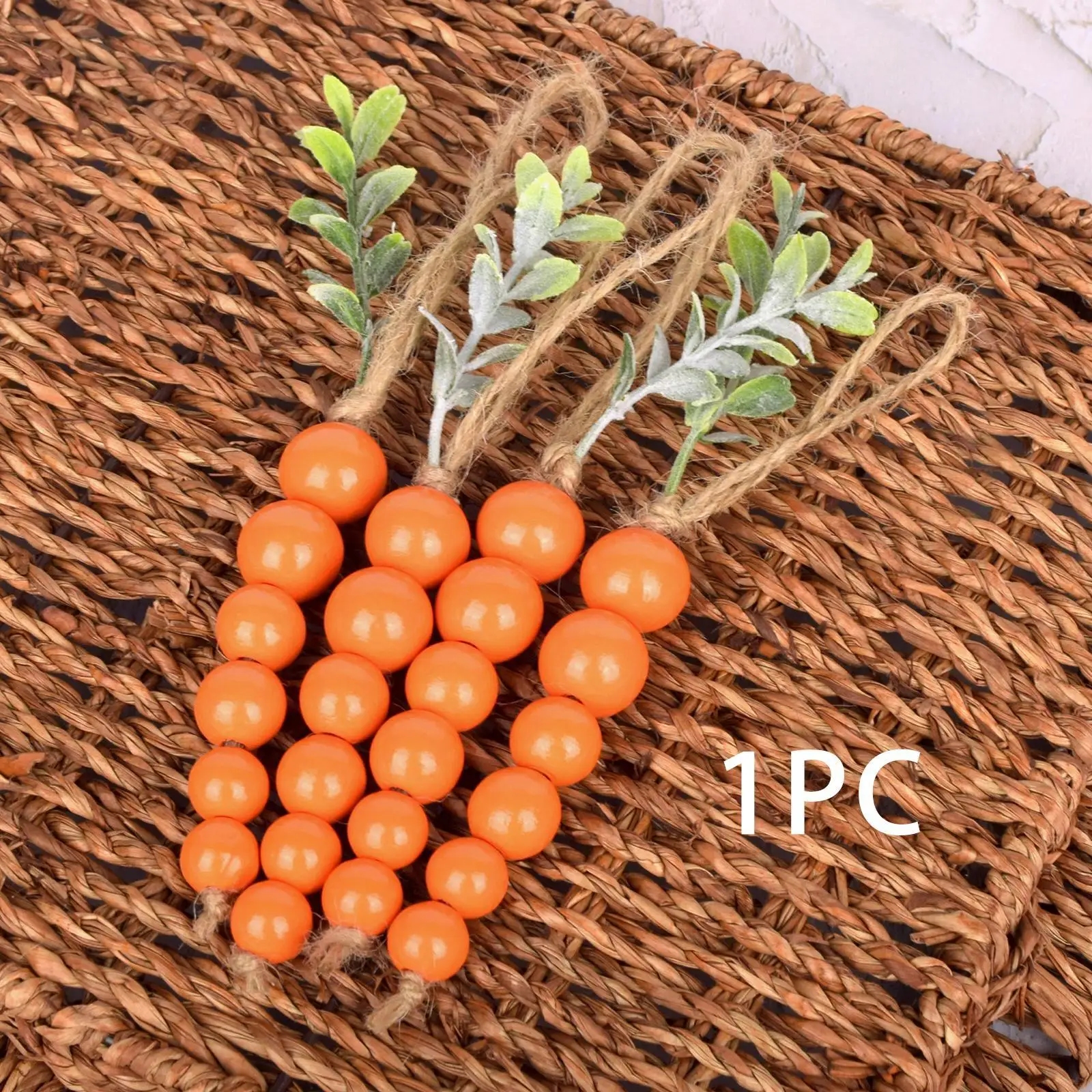 Beaded Carrot Cute Cartoon Easter Decor Rustic Wooden Bead Carrot Decoration for Party Wall Indoor Outdoor Fireplace Home Decor