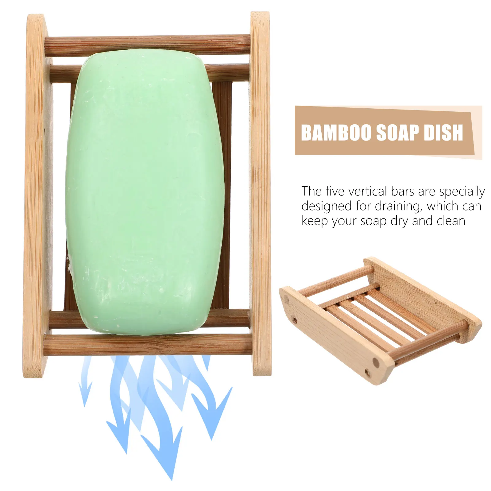 

Soap Holder Bamboo and Wood Bathroom Sink Shelf Rack for Storage Drainer Shower Dish Drainage