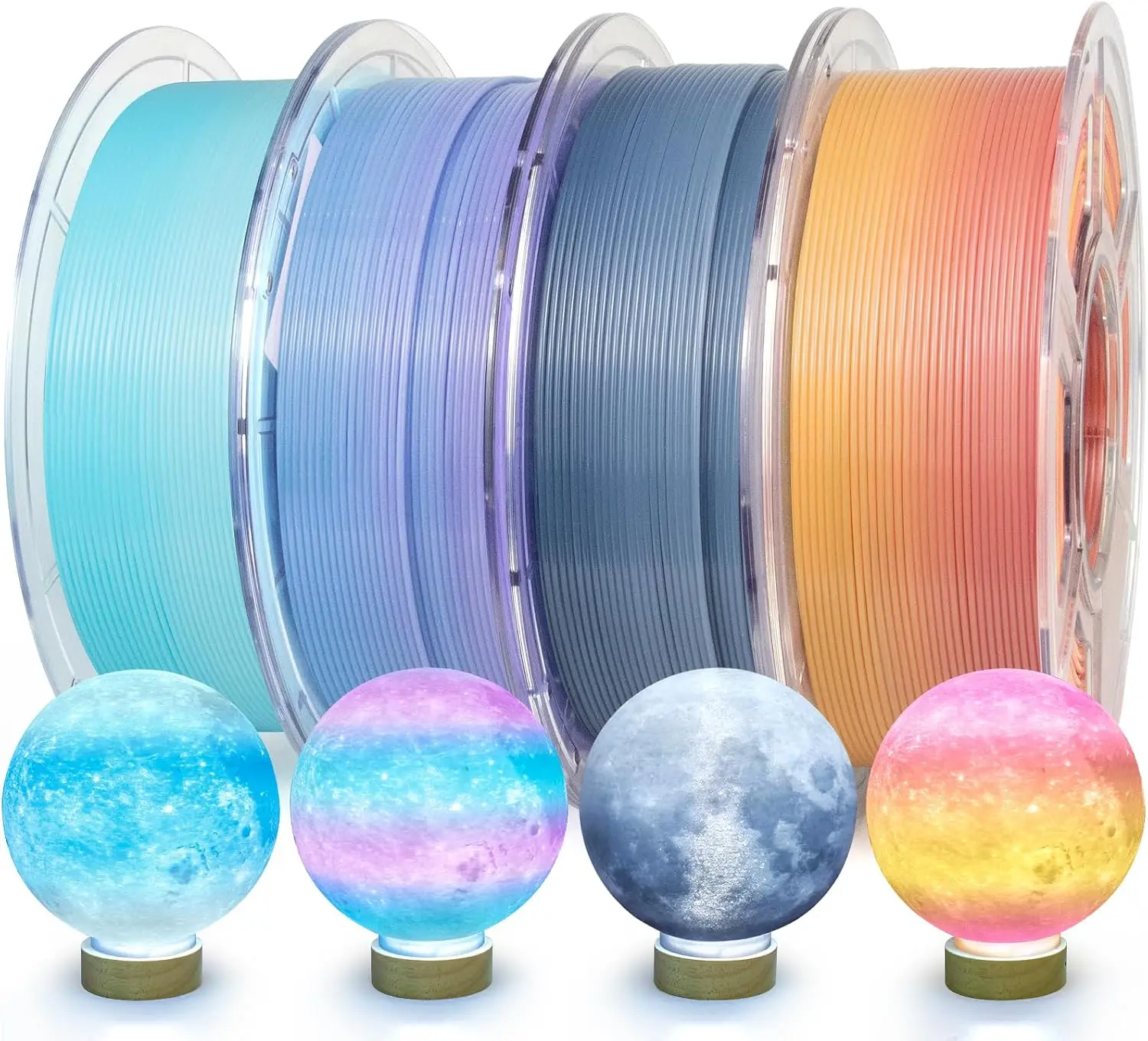 PETG Filament 1.75mm, Translucent 4kg Bundle Multicolor