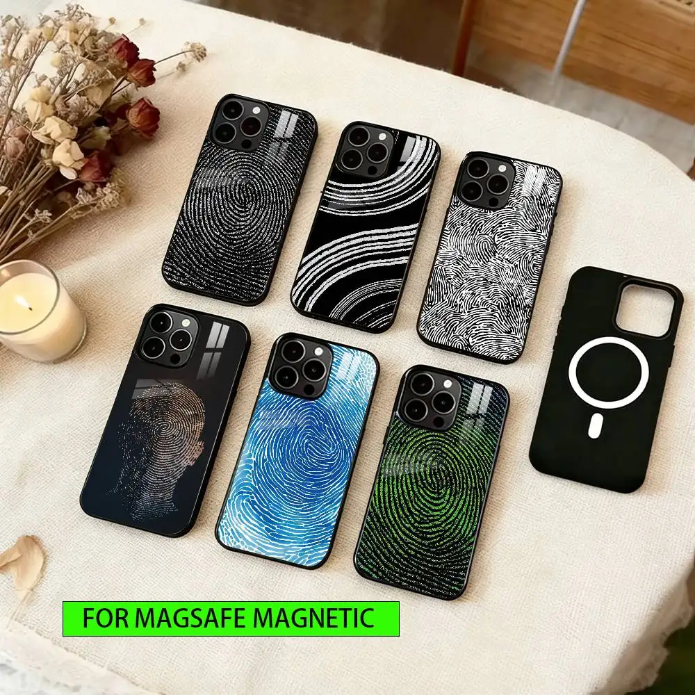 

Fingerprint pattern Phone Case For iPhone17,16,15,14,13,12,11 Plus,Pro Magnetic For Magsafe Wireless Charging