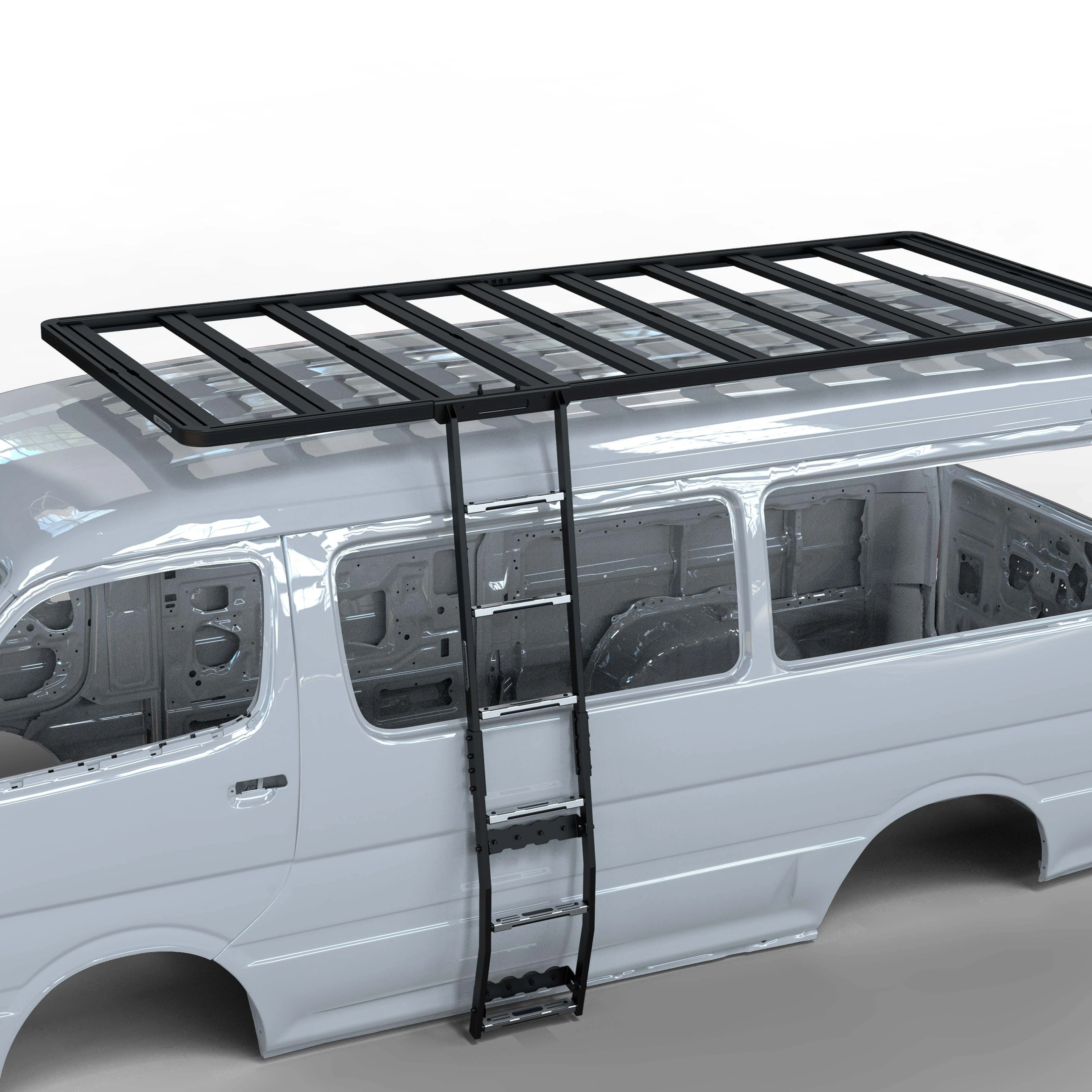 

CamperVan Large Loading Capacity Aluminum Alloy Crossbar Top Roof Rack Basket Platform for Hiace
