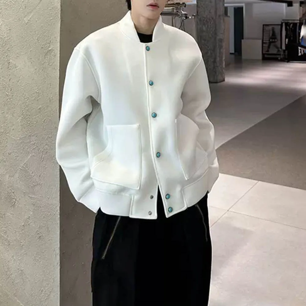 

Mens Jacket Imitation Wool Casual Baseball Jacket Streetwear Fashion Youth Campus Versatile Long-Sleeve Top Men'S Clothing 2025